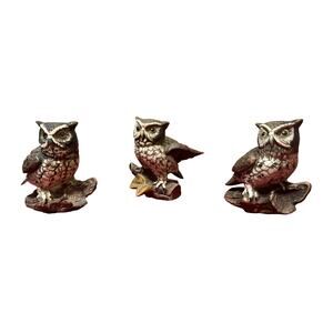 Vintage set of 3 ceramic owls